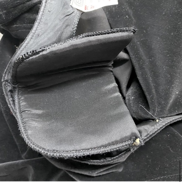 Vintage Encore Black Velvet Ling Sleeve Bodycon Mini Dress With Shoulder Pads M - Picture 11 of 16